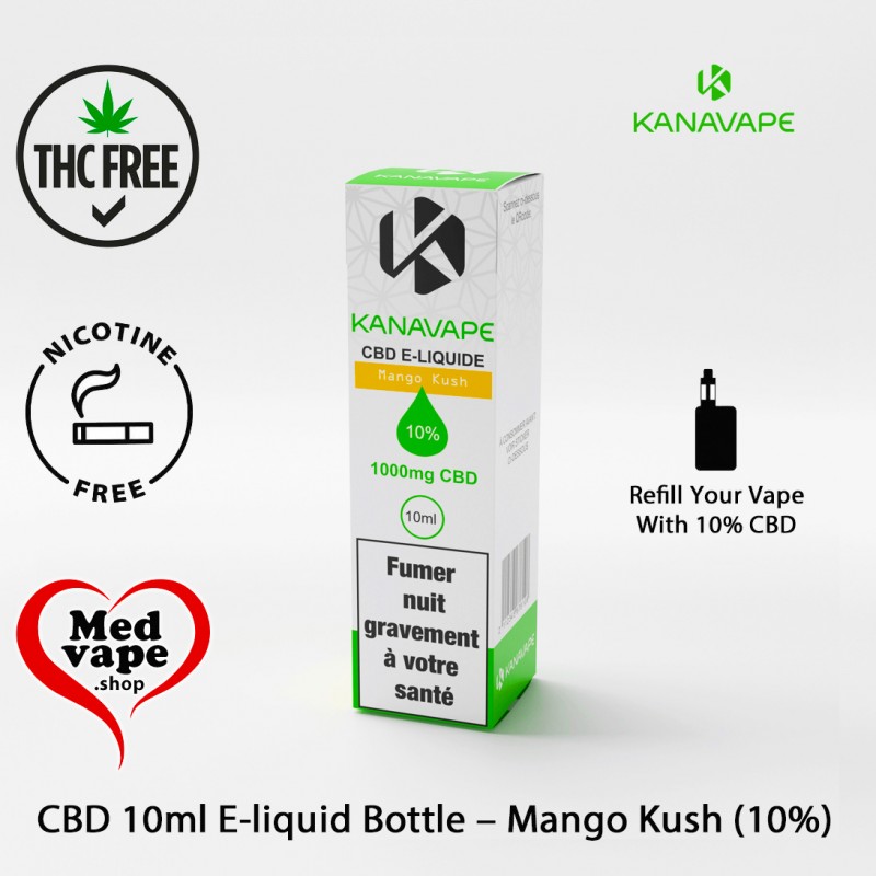 MANGO KUSH 10% CBD E-LIQUID 10ml BOTTLE - KANAVAPE - MEDVAPE EU